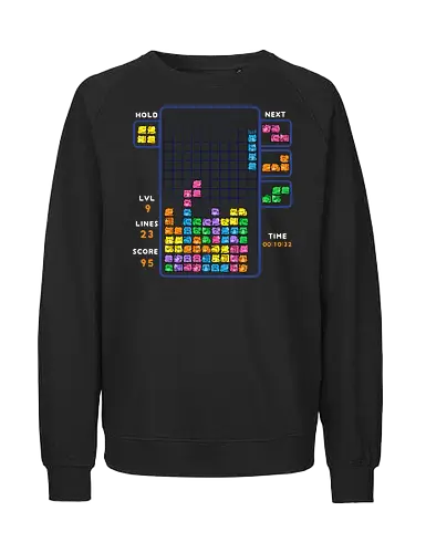 Tetris Cats - tetris, 80s, 90s, arcade, cat, cats, game, gamer, gaming, kitten, kitty, puzzle, retro, video game, vintage - Fairtrade Sweatshirt