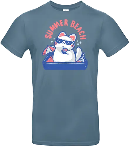 Funny Summer Beach Cat - beach cat, summer beach, funny cat, summer cat, cat lover, cat mom, litter box, sunglasses, love, summer vibes, meme, cool, pink, minimal, xmorfina - Standard T-Shirt