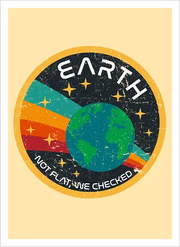 Not flat vintage - pluto, solar system, moon, planets, sun, retro, vintage, funny, earth - Kunstdruck