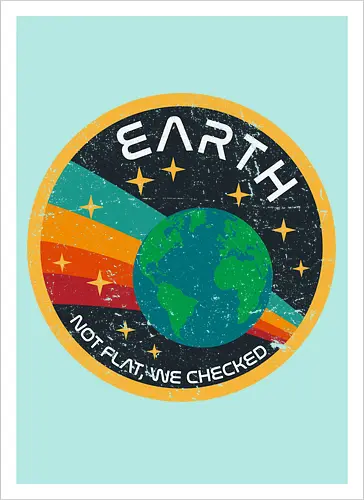 Not flat vintage - pluto, solar system, moon, planets, sun, retro, vintage, funny, earth - Kunstdruck