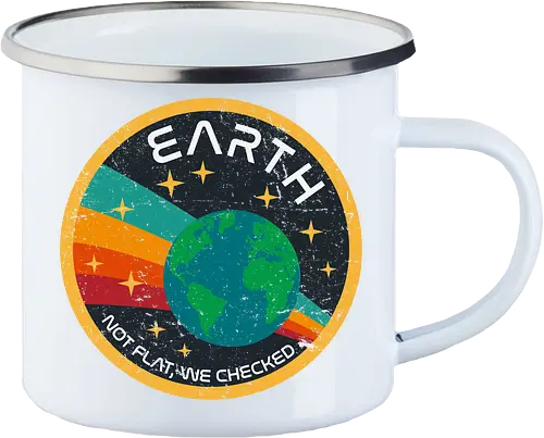 Not flat vintage - pluto, solar system, moon, planets, sun, retro, vintage, funny, earth - Emailletasse