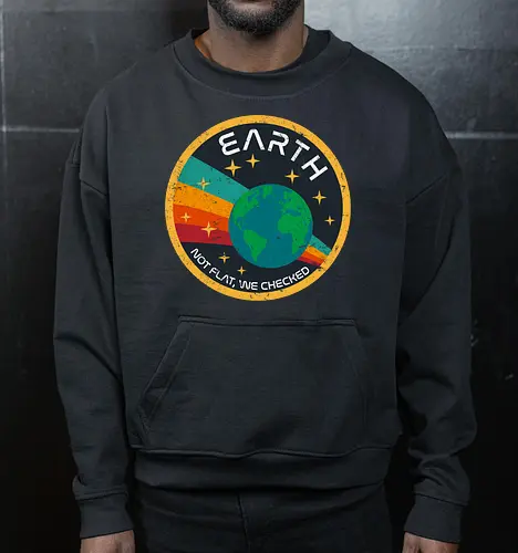 Not flat vintage - pluto, solar system, moon, planets, sun, retro, vintage, funny, earth - Cropped Sweatshirt