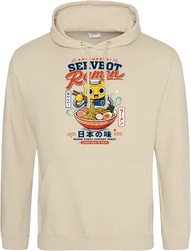 SERVBOT Ramen - ramen, japan, animefood, kawaii, robot, servbot, noodles, manga, japanesefood, otaku, geek, retrodesign, foodie, japanart, nerdshirt - Standard Hoodie