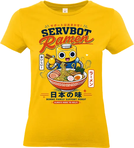 SERVBOT Ramen - ramen, japan, animefood, kawaii, robot, servbot, noodles, manga, japanesefood, otaku, geek, retrodesign, foodie, japanart, nerdshirt - Standard T-Shirt (Frauen)