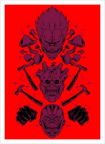 the wizard gang  - wizard, witch, magician, mushroom, fungi, dorohedoro, anime, manga, streetwear - Kunstdruck