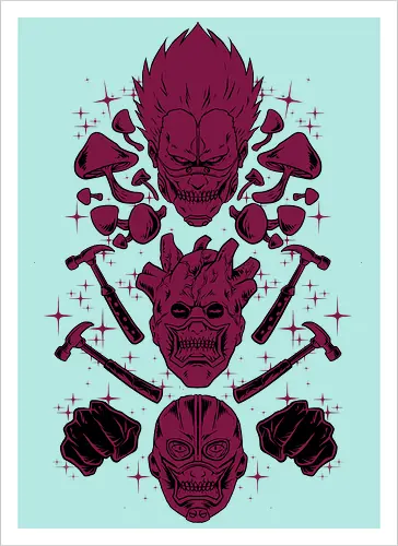 the wizard gang  - wizard, witch, magician, mushroom, fungi, dorohedoro, anime, manga, streetwear - Kunstdruck