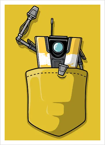Gelber Roboter Tasche Süß Spiel Begleiter Pocket