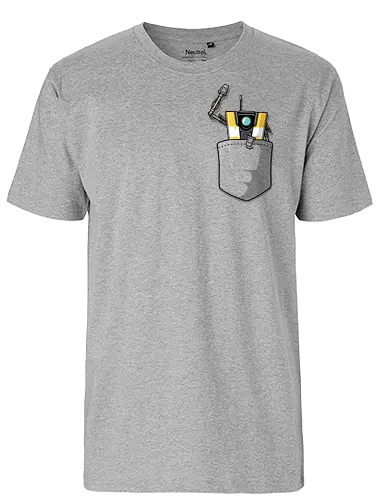 Gelber Roboter Tasche Süß Spiel Begleiter Pocket - robot pocket shirt, yellow robot tee, game robot pocket apparel, cute robot shirt, pocket print game tee, funny robot clothing, sci-fi robot pocket shirt, yellow cube robot tee, gamer pocket print apparel, cute game robot shirt, Claptrap, Gaming, CL4P-TP, Vault Hunter, Pandora, Hyperion, Gearbox Software, funny robot pocket tee, sci-fi pocket clothing, robot companion shirt, game mascot pocket tee, yellow robot gamer apparel, Border, Lands - Fairtrade T-Shirt
