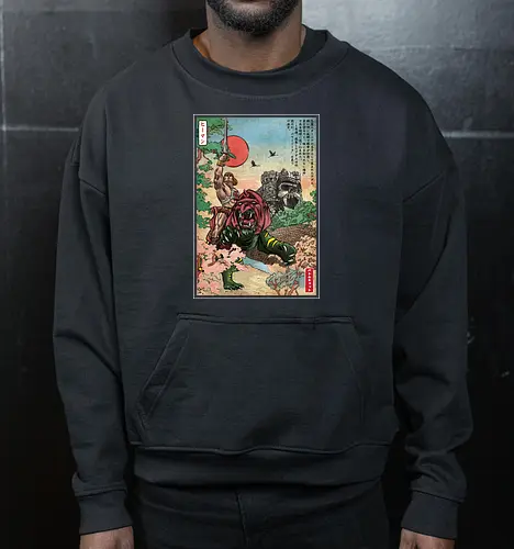 Prince of Eternia in Japan  - retro, battle cat, japanese art, fantasy movies, he, man, masters, universe - Cropped Sweatshirt