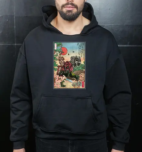 Prince of Eternia in Japan  - retro, battle cat, japanese art, fantasy movies, he, man, masters, universe - Cropped Hoodie