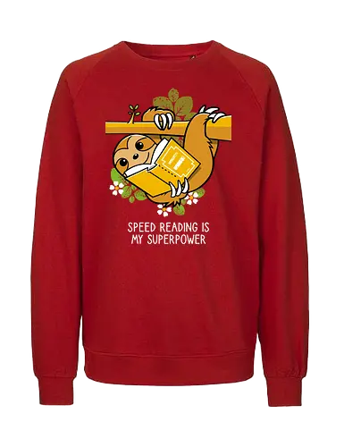 Speed reading - Sloth, Books, Reading, Animals - Fairtrade Sweatshirt