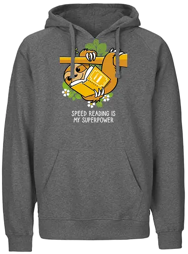 Speed reading - Sloth, Books, Reading, Animals - Fairtrade Hoodie