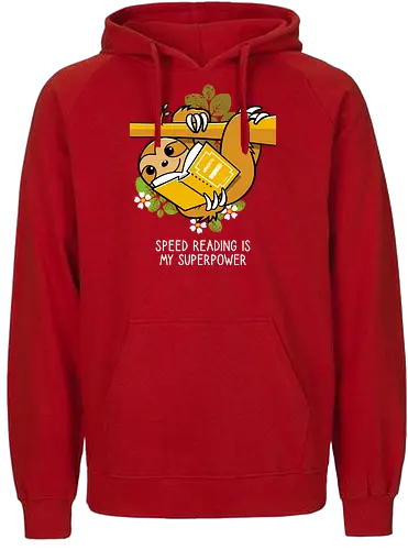 Speed reading - Sloth, Books, Reading, Animals - Fairtrade Hoodie