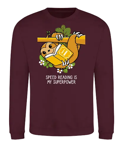 Speed reading - Sloth, Books, Reading, Animals - Sweatshirt