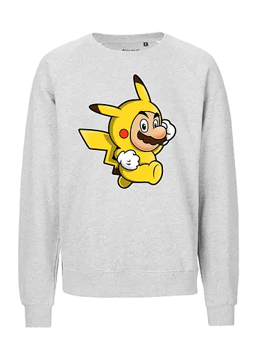Klempner Gelbes Blitz Kostüm - klempner gelbes kostüm kunst, spielikonen mashup design, schnurrbart pikachu charakter druck, klassische spiele crossover kunst, nintendo mashup premium design, klempner pokemon kostüm kunst, schnurrbärtiger gelber blitz druck, crossover spielcharaktere design, niedliches spiele mashup kunst, gelber klempner pokemon druck, klassische spiele crossover design, gelbes kostüm charakter kunst, süßes nintendo mashup druck, kult spiele crossover design, klempner pokemon mashup kunst - Fairtrade Sweatshirt