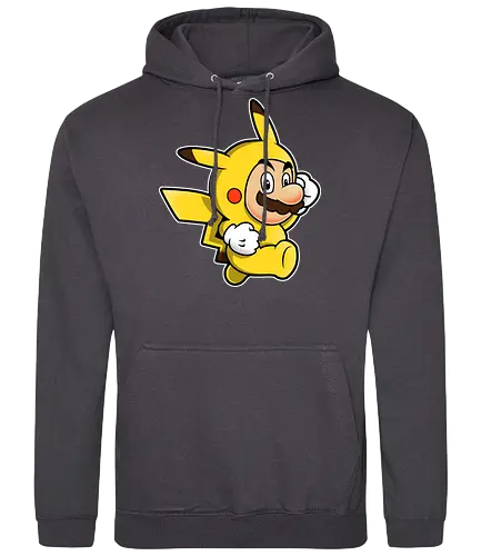Klempner Gelbes Blitz Kostüm - klempner gelbes kostüm kunst, spielikonen mashup design, schnurrbart pikachu charakter druck, klassische spiele crossover kunst, nintendo mashup premium design, klempner pokemon kostüm kunst, schnurrbärtiger gelber blitz druck, crossover spielcharaktere design, niedliches spiele mashup kunst, gelber klempner pokemon druck, klassische spiele crossover design, gelbes kostüm charakter kunst, süßes nintendo mashup druck, kult spiele crossover design, klempner pokemon mashup kunst - Standard Hoodie