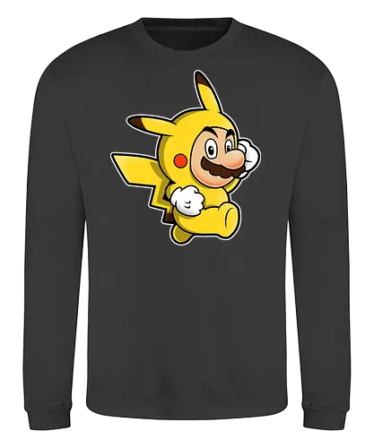 Klempner Gelbes Blitz Kostüm - klempner gelbes kostüm kunst, spielikonen mashup design, schnurrbart pikachu charakter druck, klassische spiele crossover kunst, nintendo mashup premium design, klempner pokemon kostüm kunst, schnurrbärtiger gelber blitz druck, crossover spielcharaktere design, niedliches spiele mashup kunst, gelber klempner pokemon druck, klassische spiele crossover design, gelbes kostüm charakter kunst, süßes nintendo mashup druck, kult spiele crossover design, klempner pokemon mashup kunst - Sweatshirt