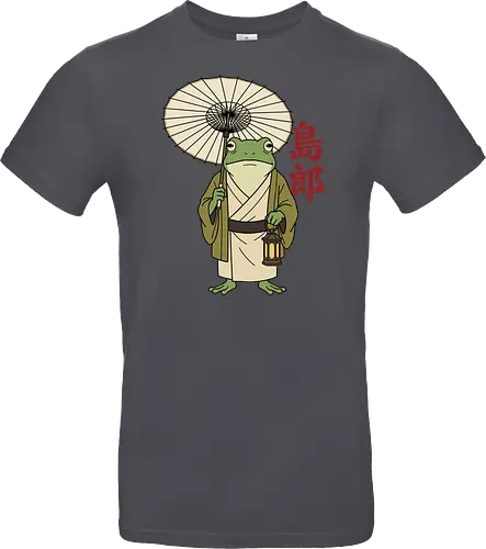 The Wandering Spirit: Zen Kimono Frog - Japanese frog shirt, Ukiyo-e aesthetic apparel, kimono frog graphic tee, Zen animal streetwear, traditional Japanese art shirt, anime style frog clothing, folklore spirit merchandise, vintage Japan aesthetic, goblincore frog tee, wandering ronin graphic - Standard T-Shirt