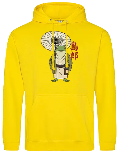 The Wandering Spirit: Zen Kimono Frog - Japanese frog shirt, Ukiyo-e aesthetic apparel, kimono frog graphic tee, Zen animal streetwear, traditional Japanese art shirt, anime style frog clothing, folklore spirit merchandise, vintage Japan aesthetic, goblincore frog tee, wandering ronin graphic - Standard Hoodie