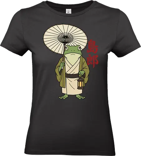 The Wandering Spirit: Zen Kimono Frog - Japanese frog shirt, Ukiyo-e aesthetic apparel, kimono frog graphic tee, Zen animal streetwear, traditional Japanese art shirt, anime style frog clothing, folklore spirit merchandise, vintage Japan aesthetic, goblincore frog tee, wandering ronin graphic - Standard T-Shirt (Frauen)