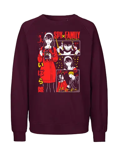 Yor Forger Ibarahime Red Dress - ibarahime, red outfit, manga panel, anime collage, spy family poster, yor action, anime art print - Fairtrade Sweatshirt