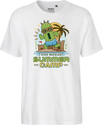 Cactus Summer Camp Vintage - cactilio, Kupo, summer, summer camp, video game, gaming, gamer, final, Kweh, tonberry, tomberi, fantasy - Fairtrade T-Shirt