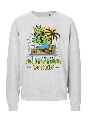 Cactus Summer Camp Vintage - cactilio, Kupo, summer, summer camp, video game, gaming, gamer, final, Kweh, tonberry, tomberi, fantasy - Fairtrade Sweatshirt