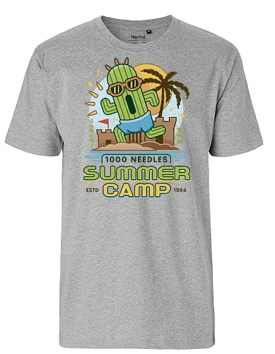 Cactus Summer Camp Vintage - cactilio, Kupo, summer, summer camp, video game, gaming, gamer, final, Kweh, tonberry, tomberi, fantasy - Fairtrade T-Shirt