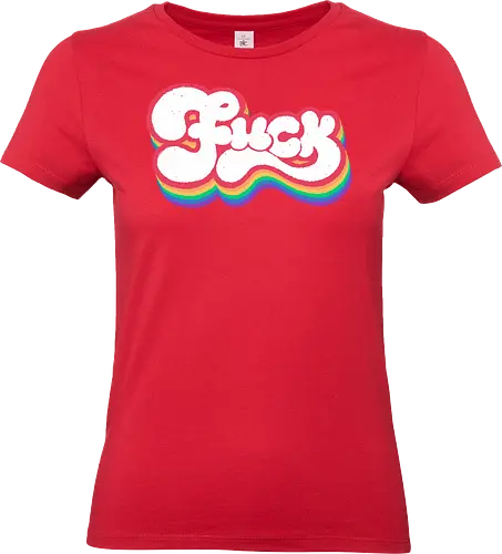 Rainbow Fuck - fuck, rainbow, groovy, retro, vintage, quote, text art, funny, sarcastic, old school, pink, xmorfina - Standard T-Shirt (Frauen)