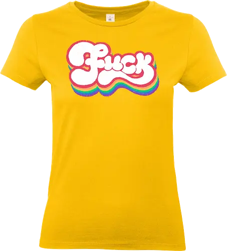 Rainbow Fuck - fuck, rainbow, groovy, retro, vintage, quote, text art, funny, sarcastic, old school, pink, xmorfina - Standard T-Shirt (Frauen)
