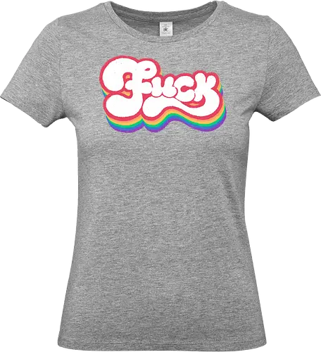 Rainbow Fuck - fuck, rainbow, groovy, retro, vintage, quote, text art, funny, sarcastic, old school, pink, xmorfina - Standard T-Shirt (Frauen)