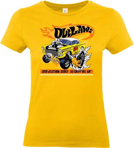 yellow speed  - wheels, vintagecar, carshow, classiccar, musclecar, authentic, otomotive, racing, speed - Standard T-Shirt (Frauen)