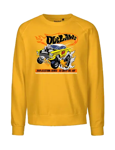 yellow speed  - wheels, vintagecar, carshow, classiccar, musclecar, authentic, otomotive, racing, speed - Fairtrade Sweatshirt