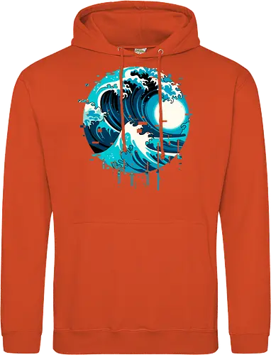 broken wave  - ocean, glitch, videogame, kanagawa, painting, surfing, beach, summer, vintage, classic - Standard Hoodie