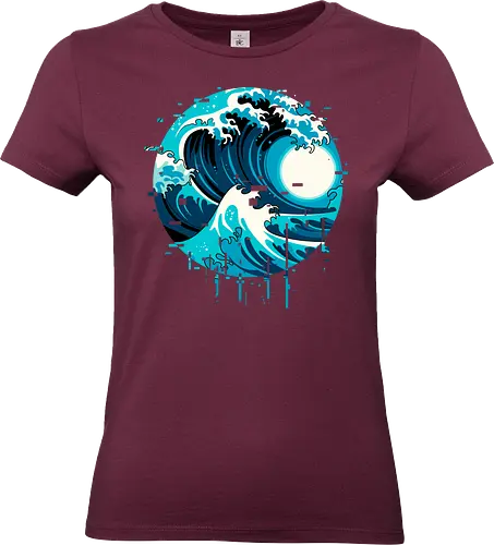 broken wave  - ocean, glitch, videogame, kanagawa, painting, surfing, beach, summer, vintage, classic - Standard T-Shirt (Frauen)