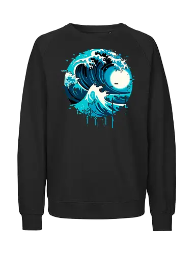 broken wave  - ocean, glitch, videogame, kanagawa, painting, surfing, beach, summer, vintage, classic - Fairtrade Sweatshirt