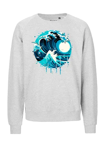 broken wave  - ocean, glitch, videogame, kanagawa, painting, surfing, beach, summer, vintage, classic - Fairtrade Sweatshirt