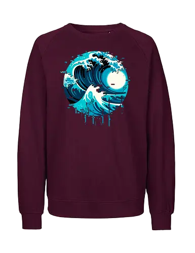 broken wave  - ocean, glitch, videogame, kanagawa, painting, surfing, beach, summer, vintage, classic - Fairtrade Sweatshirt