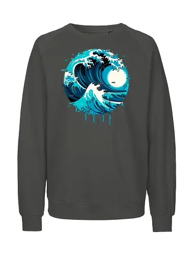 broken wave  - ocean, glitch, videogame, kanagawa, painting, surfing, beach, summer, vintage, classic - Fairtrade Sweatshirt