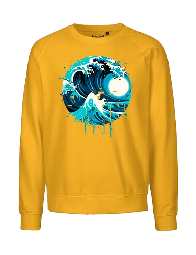 broken wave  - ocean, glitch, videogame, kanagawa, painting, surfing, beach, summer, vintage, classic - Fairtrade Sweatshirt