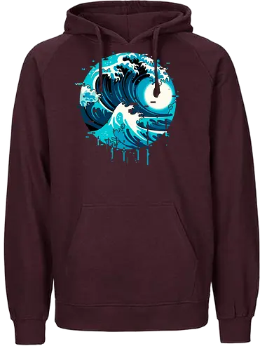 broken wave  - ocean, glitch, videogame, kanagawa, painting, surfing, beach, summer, vintage, classic - Fairtrade Hoodie