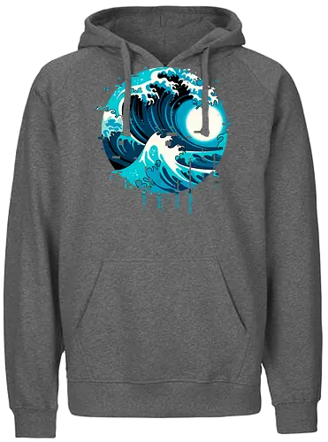 broken wave  - ocean, glitch, videogame, kanagawa, painting, surfing, beach, summer, vintage, classic - Fairtrade Hoodie