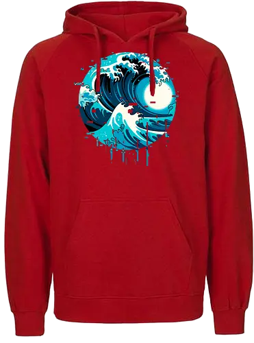 broken wave  - ocean, glitch, videogame, kanagawa, painting, surfing, beach, summer, vintage, classic - Fairtrade Hoodie