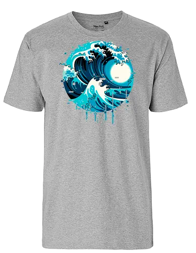 broken wave  - ocean, glitch, videogame, kanagawa, painting, surfing, beach, summer, vintage, classic - Fairtrade T-Shirt