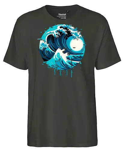 broken wave  - ocean, glitch, videogame, kanagawa, painting, surfing, beach, summer, vintage, classic - Fairtrade T-Shirt