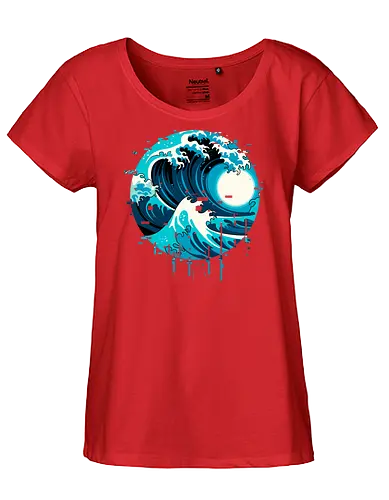 broken wave  - ocean, glitch, videogame, kanagawa, painting, surfing, beach, summer, vintage, classic - Fairtrade Girl Shirt