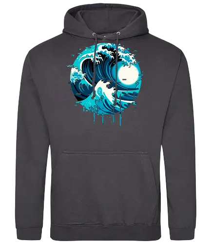 broken wave  - ocean, glitch, videogame, kanagawa, painting, surfing, beach, summer, vintage, classic - Standard Hoodie