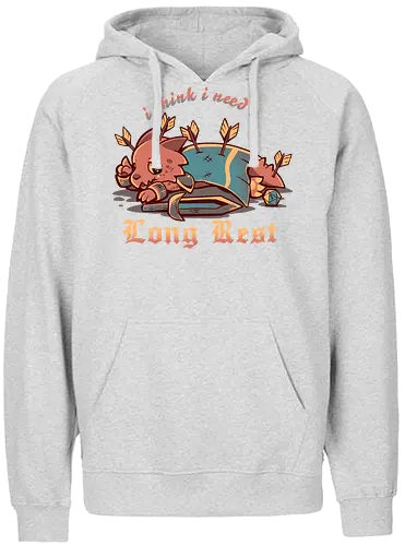I Think I Need a Long Rest - Pen and Paper, kobold, long rest, dice, d1, dice roll, tabletop, cute, sad kobold, low hp, spell, fantasy, Fantasie, Kreatur, lange Ruhepause - Fairtrade Hoodie