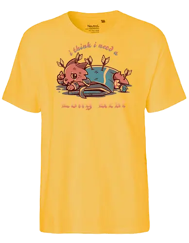 I Think I Need a Long Rest - Pen and Paper, kobold, long rest, dice, d1, dice roll, tabletop, cute, sad kobold, low hp, spell, fantasy, Fantasie, Kreatur, lange Ruhepause - Fairtrade T-Shirt