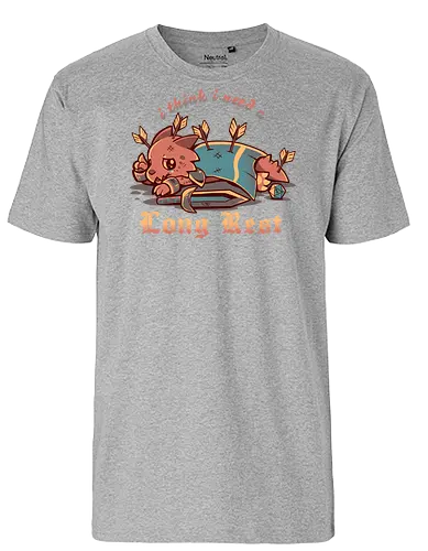 I Think I Need a Long Rest - Pen and Paper, kobold, long rest, dice, d1, dice roll, tabletop, cute, sad kobold, low hp, spell, fantasy, Fantasie, Kreatur, lange Ruhepause - Fairtrade T-Shirt